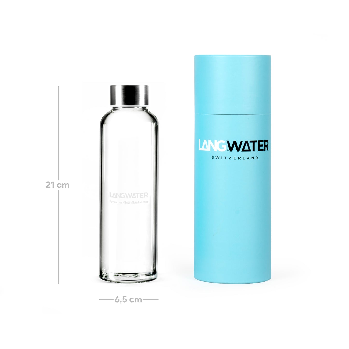 LANGWATER Glass Water Bottle with Metal Cap – 500ML