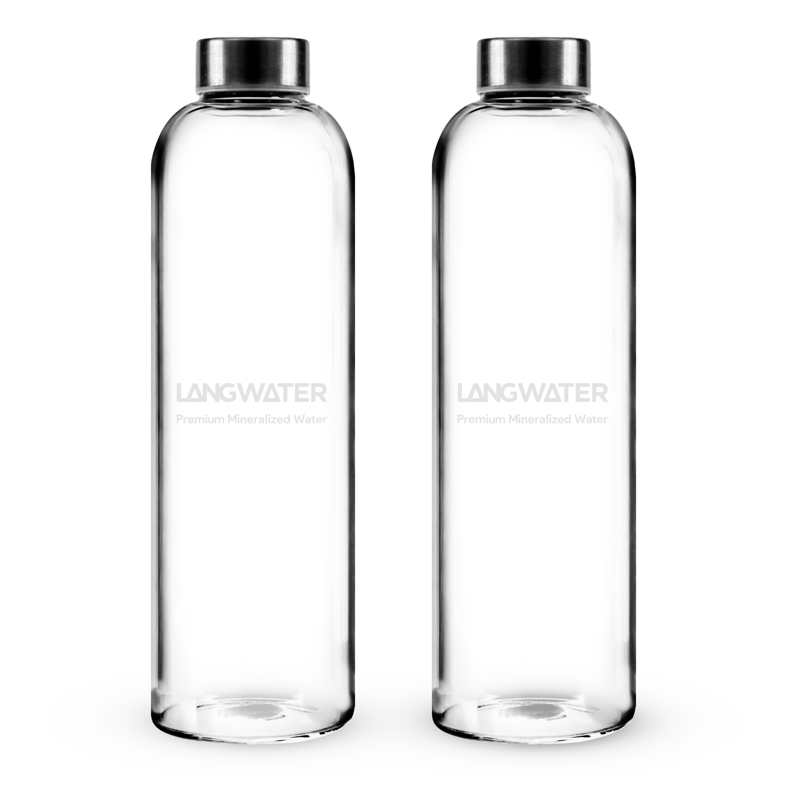 LANGWATER 1L Glass Bottles with Metal Cap – Set of 2