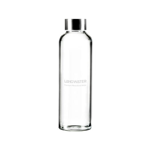LANGWATER Glass Water Bottle with Metal Cap – 500ML