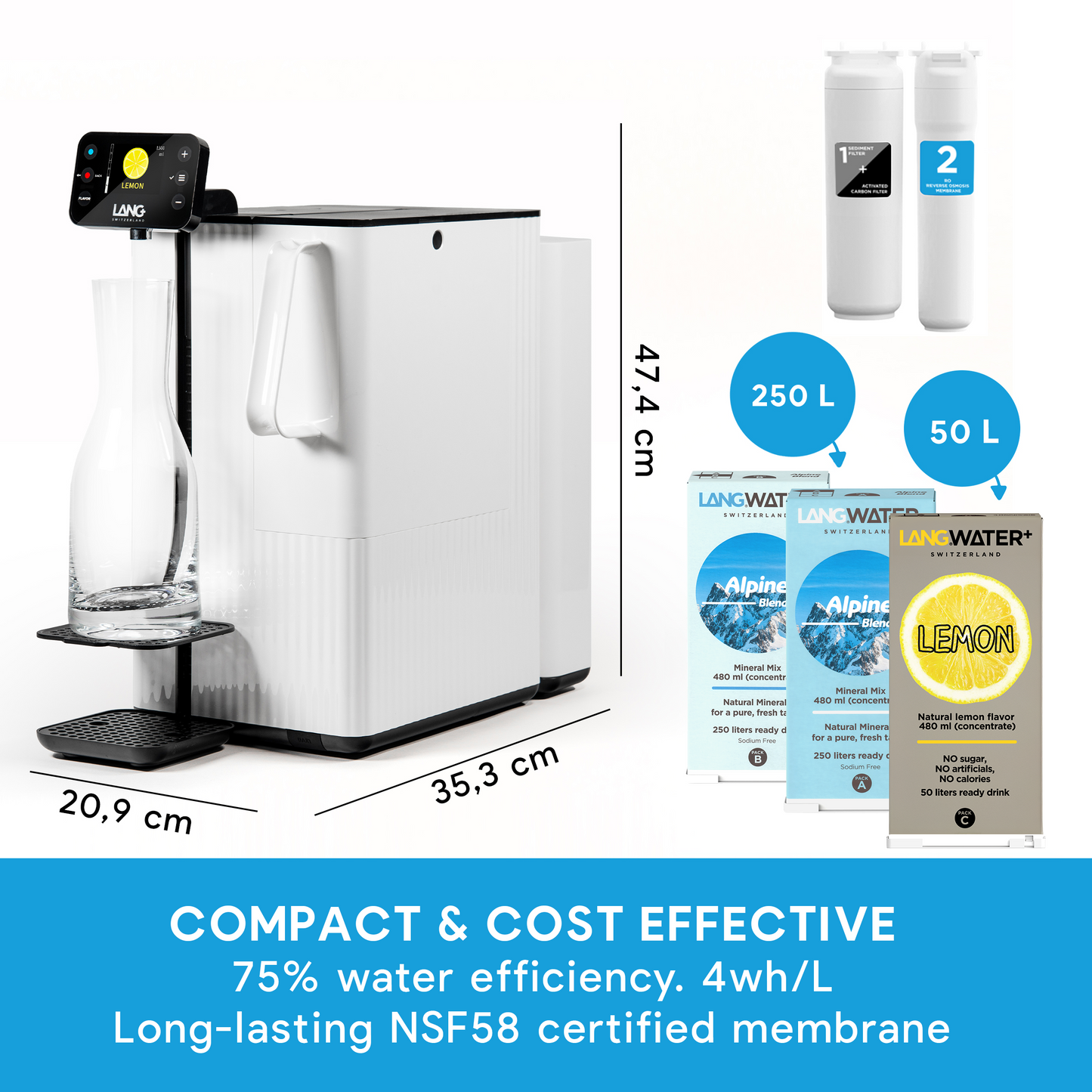 Filtro de Osmosis Inversa de Encimera con Minerales -  TheWell 2 Starter Kit + Lemon 