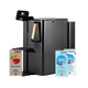 Black LANGwater dispenser with water packaging on a white background