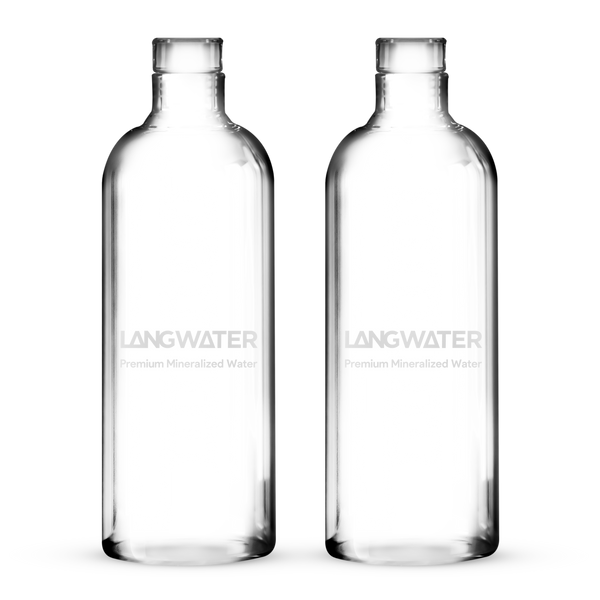 LANGWATER Botellas de agua de cristal con tapón de cristal – 1 l (juego de 2)