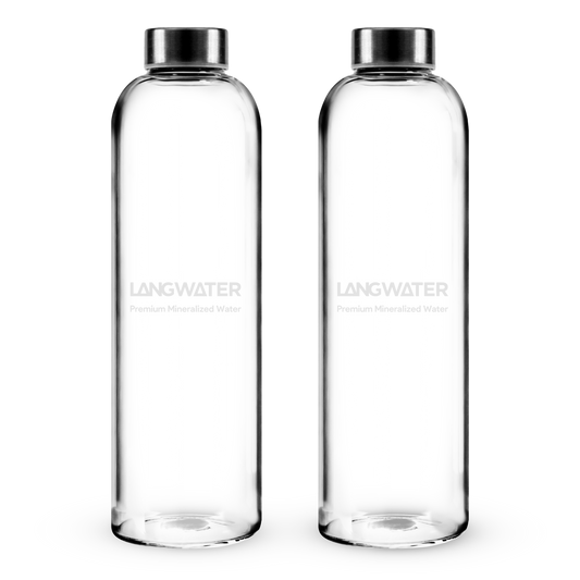 LANGWATER Glaswasserflaschen mit Metallverschluss – 1 l (2er-Set)