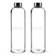 LANGWATER Bouteilles en verre avec bouchon métallique – 1 L (lot de 2)
