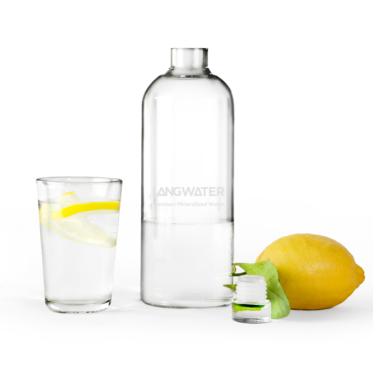 LANGWATER Glass Water Bottles with Glass Cap – 1L (Set of 2)