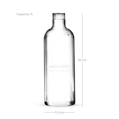 LANGWATER Glass Water Bottles with Glass Cap – 1L (Set of 2)